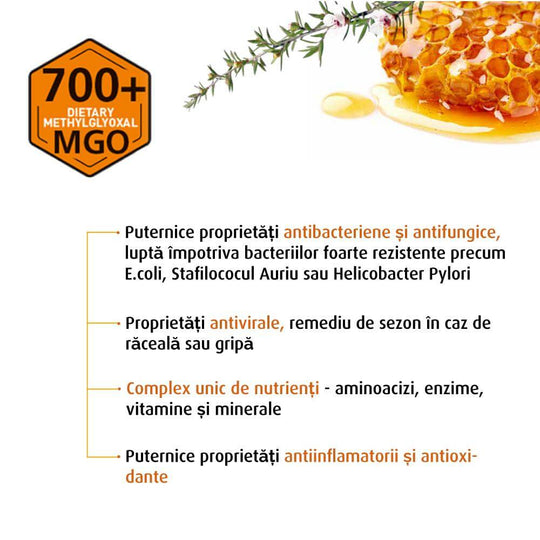 Miere de Manuka MANUKA LAB, MGO 700+ Noua Zeelanda, 250 g, naturala